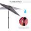 Anainah 3 m Garden Parasol Umbrellas with Tilt & Crank Handle Dark Grey