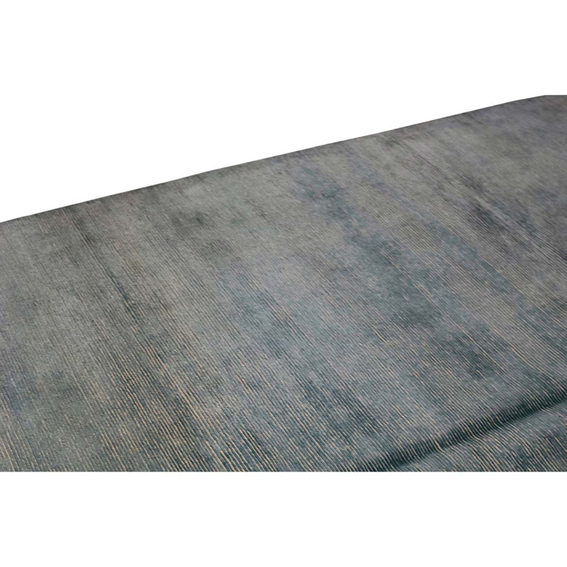 Tapis gris / brun en laine noué à la main de conception unique 8 pi x 10 pi 3 po