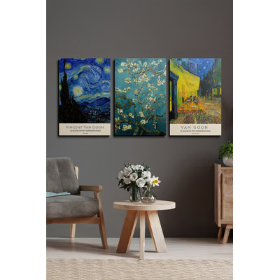 Superbe ensemble de 3 toiles décoratives, 15,7 x 23,6 pouces chacune | 100% toile de haute qualité, épaisseur: 1,2 po | Parfait pour le salon et le bureau, les couleurs vives et l'art moderne