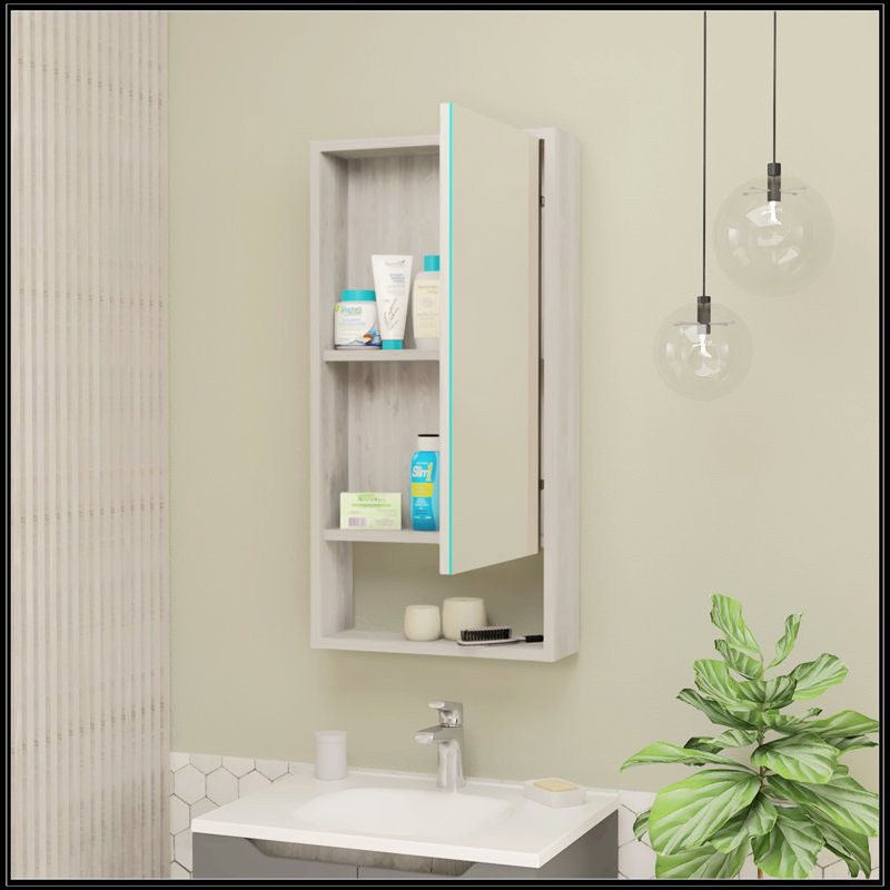 Pharmacie rectangulaire avec miroir, Gris clair
