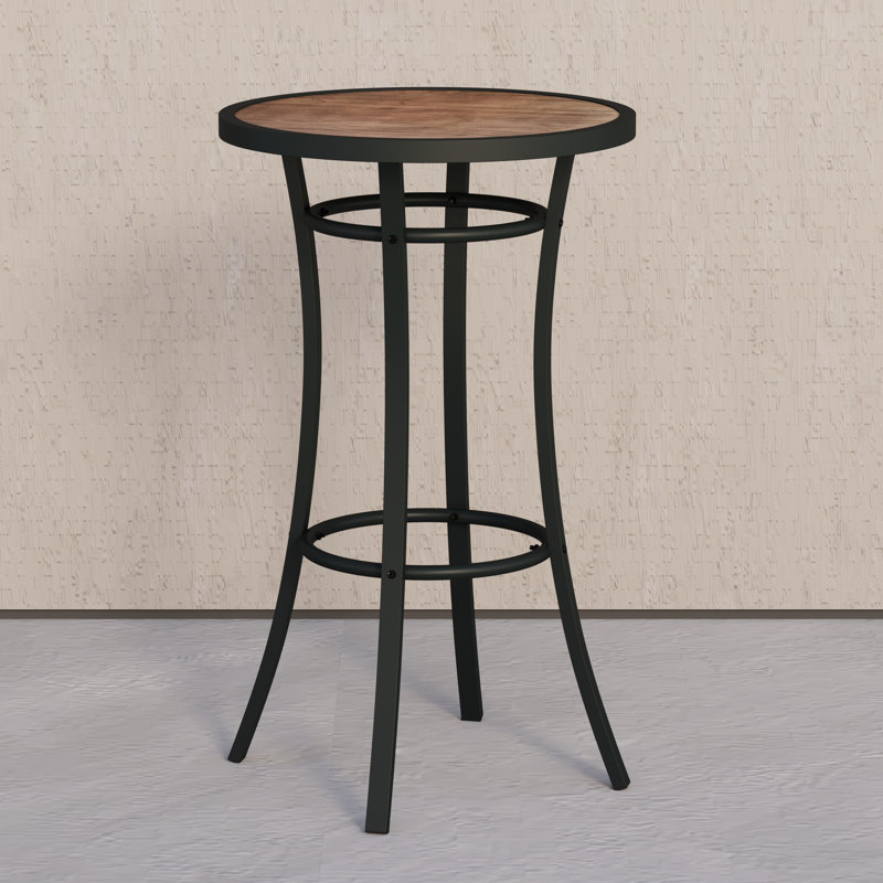 Round Height Dining Table Wooden Top Bar Table with Metal Base