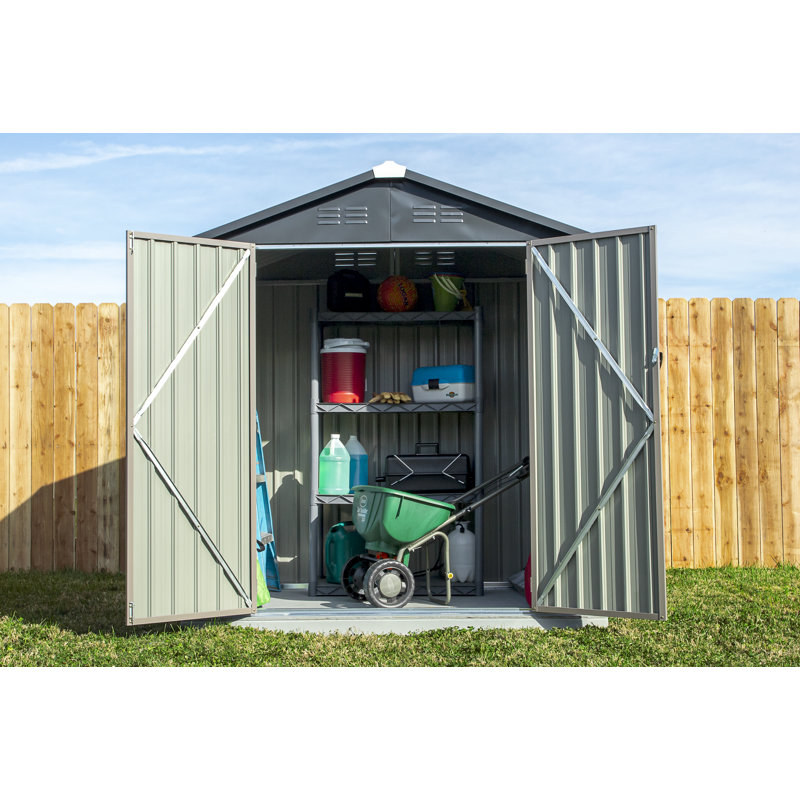 6 ft. x 4 ft. Tan and Brown Metal Storage Shed