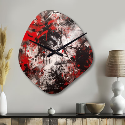 Abstract Graffiti - Marble Asymmetrical Metal Wall Clock, Green Unique Shape Clock Print