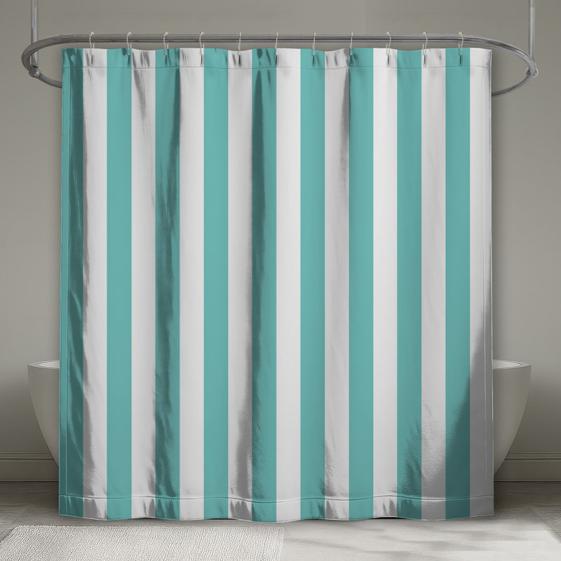 Turquoise Vertical Stripes Shower Curtains Extra Long, L 70 po x H 84 po