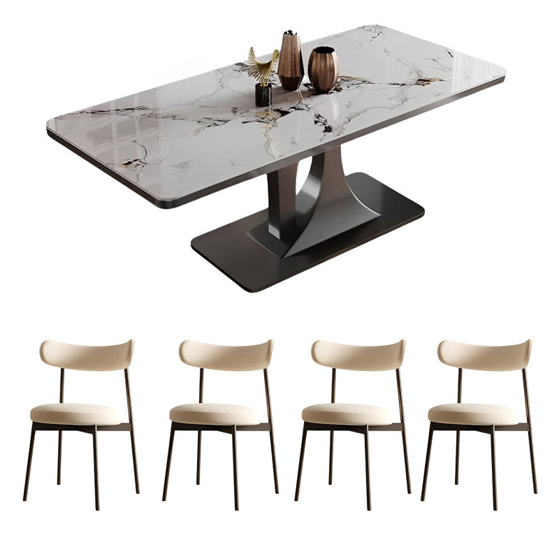 Ensemble de table de salle à manger rectangulaire et chaises, H 29,52 po x L 55,11 po x l 31,49 po