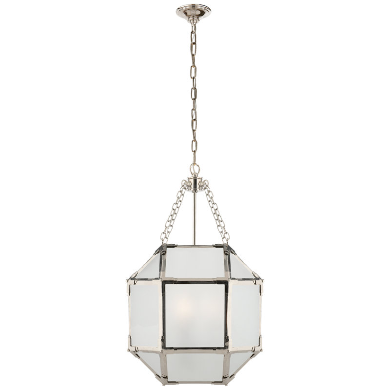 Suzanne Kasler Morris Small Lantern, 21.5" H x 13.5" W x 13.5" D, Gray, Polished Nickel
