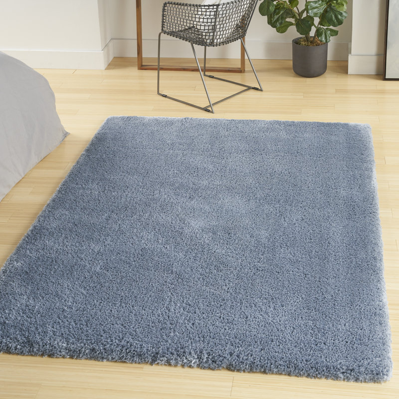 Tapis bleu à poils longs Patrice, Rectangle 5 pi 3 po x 7 pi 3 po