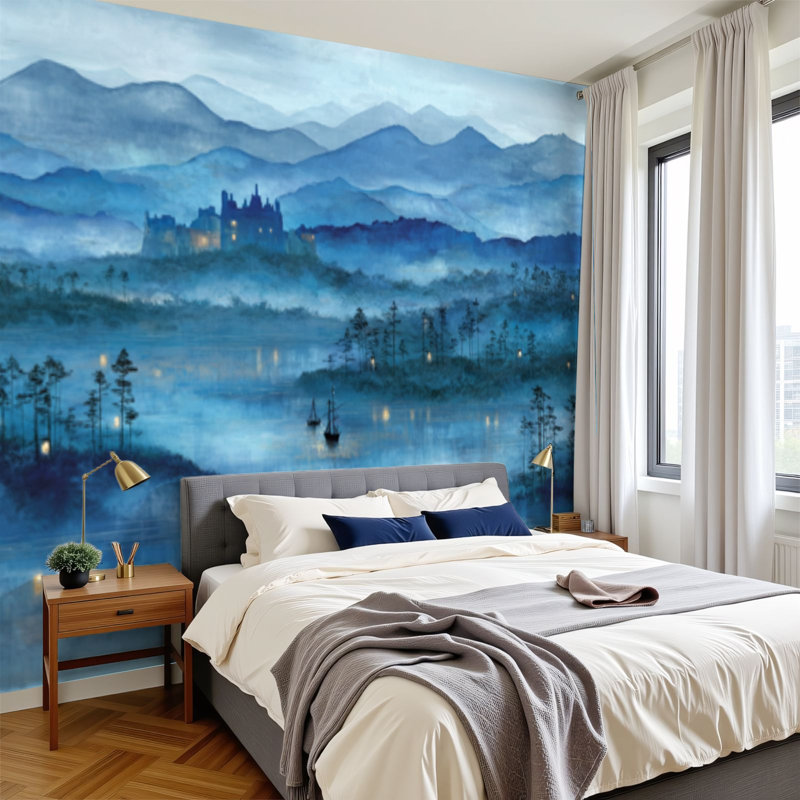 Papier peint adhésif auto-adhésif moderne pour la chambre à coucher - avec bateaux de la forêt 100 "L x 144" Peel and Stick