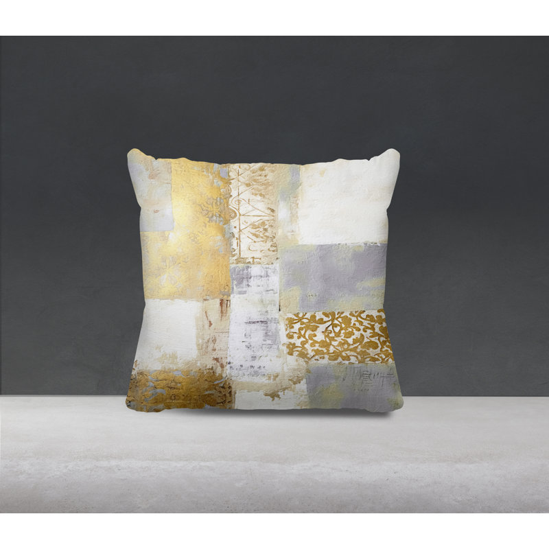 Coussin Blois, H 15 po x l 15 po, Gris/doré
