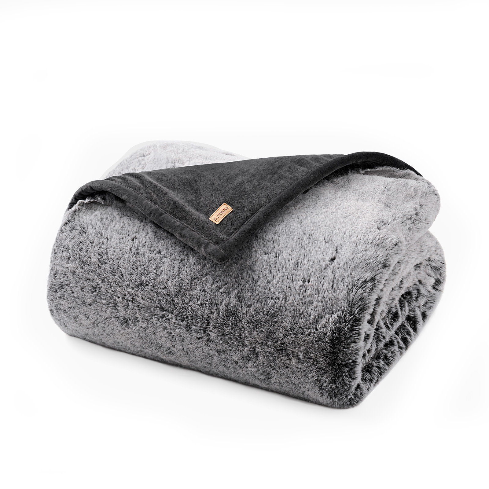 Luxury Soft Faux Chinchilla Fur Throw Blanket 1220GSM, 80" L x 60" W, Onyx Mink