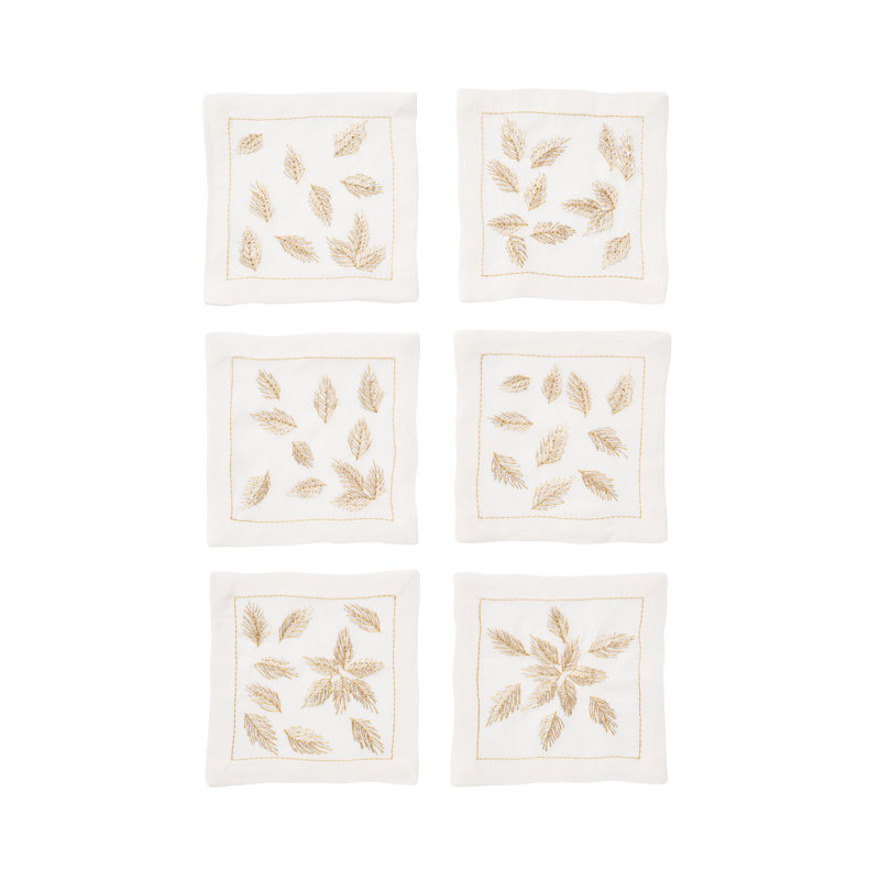 Gilded Breeze 6 Piece Cocktail Napkin Set in a Gift Box
