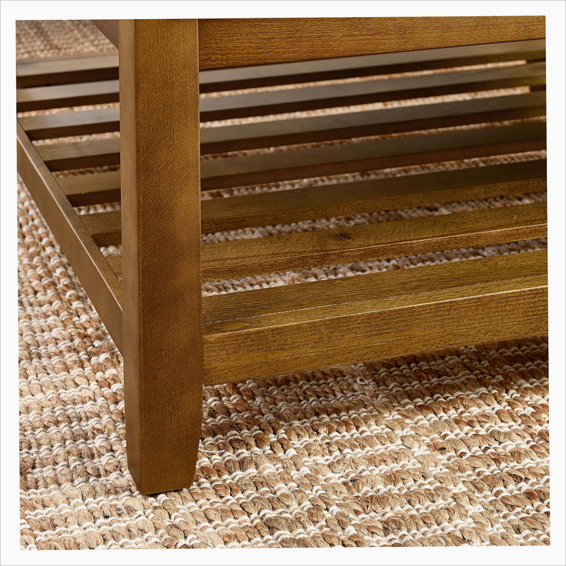 Grande table basse rembourrée en lin capitonné avec tablette en bois de hêtre, Ivoire ivoire