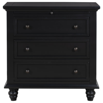 3-Drawer Storage Wood Cabinet, End Table With Pull Out Tray