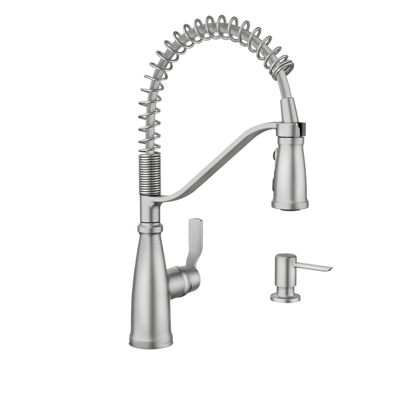 Moen Nolia Single Handle Pre-Rinse Spring Pulldown Kitchen Faucet, Spot Resist Stainless