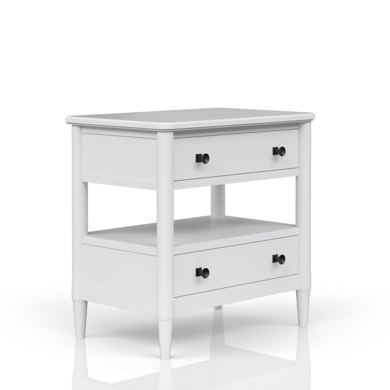 Table de chevet 2 tiroirs Dana Heights, Blanc