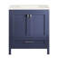 Meuble-lavabo bleu marine avec lavabo 30 po 24V03-30Nb. Entièrement assemblé. Comptoir en marbre. Structure en bois massif. Système de fermeture en douceur. Décoration moderne. P 30,18 po x l 18,5 po. H 33,4,4 lb.