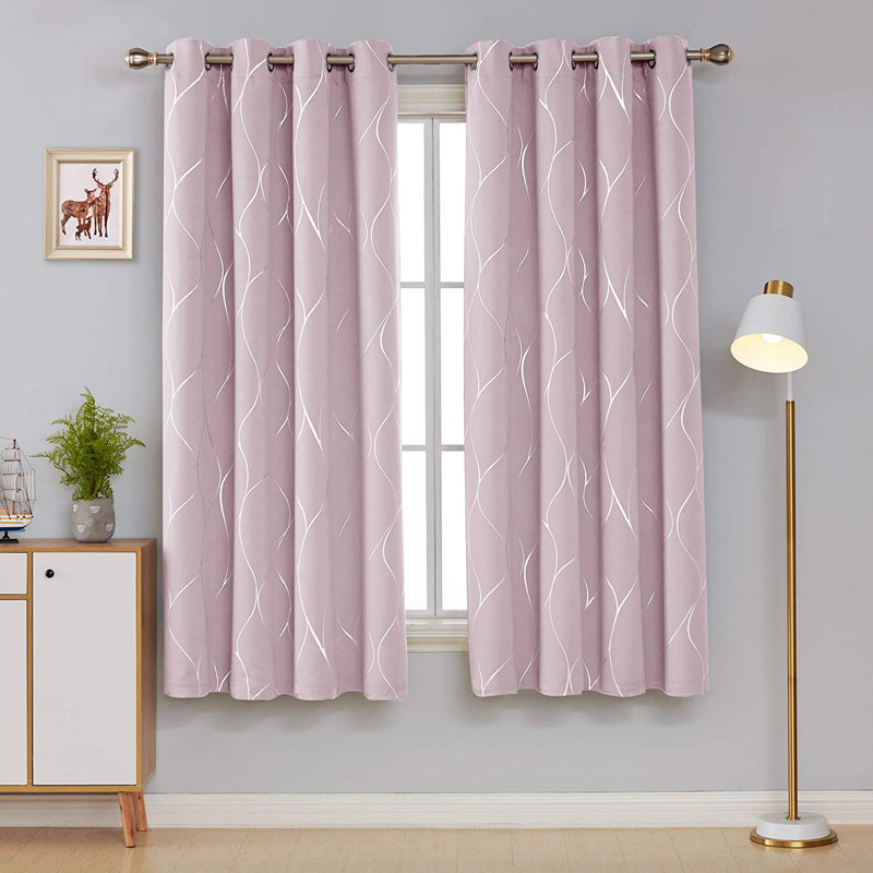 Kellda Thermal Room Darkening Polyester Curtain Panels, 42" W x 63" L, Lavender Pink