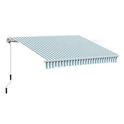 Outsunny 12' X 10' Retractable Awning Patio Awnings Sun Shade Shelter With Manual Crank Handle, 280G/M² UV & Water-Resistant Fabric And Aluminum Frame For Deck, Balcony, Yard