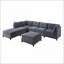 Repose-pieds modulaire en chenille gris clair | Noyer brun | Pieds en bois