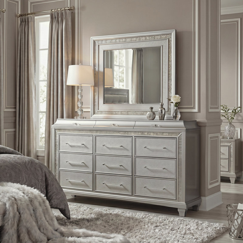 Ensemble commode et miroir 2 pièces Emika