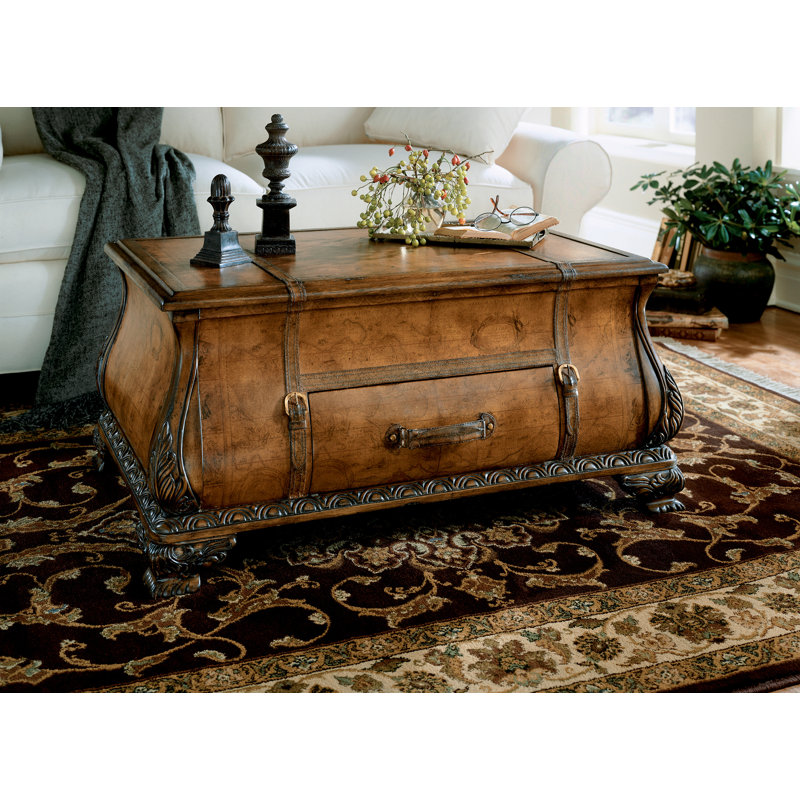 Aallyah 38 in. W Bombe 1 Drawer Old World Map Trunk Table