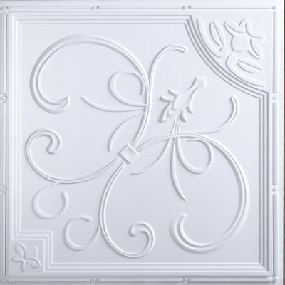Orleans 23.75 in. L x 23.75 in. W Textured Vinyl Drop-In Ceiling Tile and Glue Up Ceiling Tile Ceiling Tile In