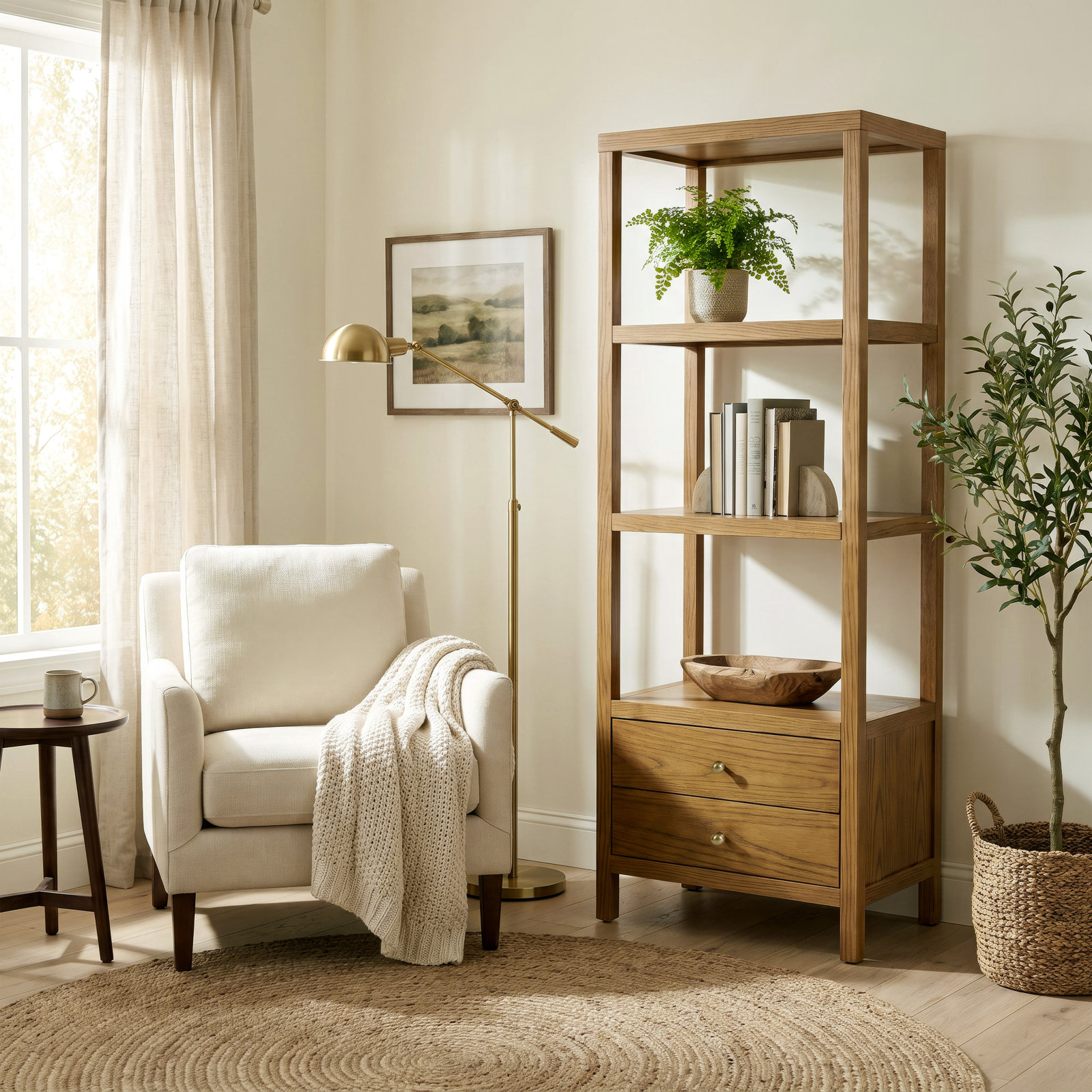 Celine 28" Acacia Bookcase, Natural