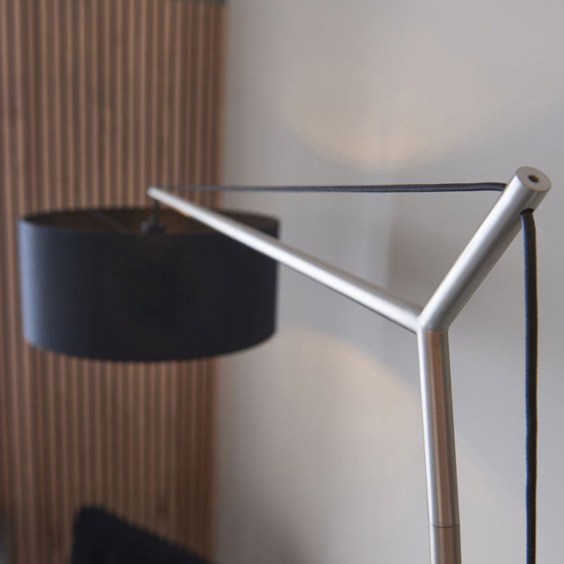 Meggan 160cm Arched Floor Lamp, Matt Nickel
