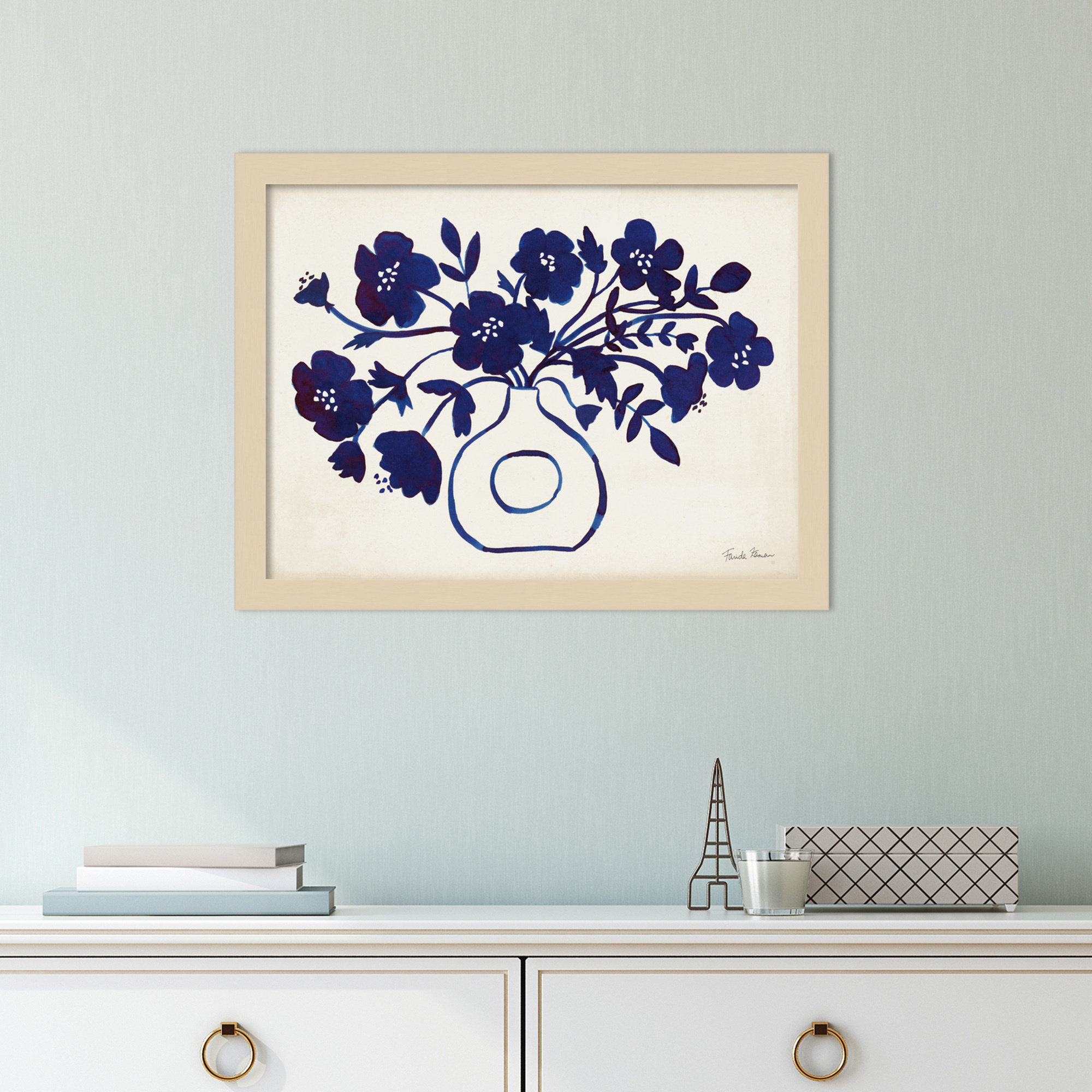 Modern Blue by Farida Zaman, 13" H x 17" W x 1" D, Brown