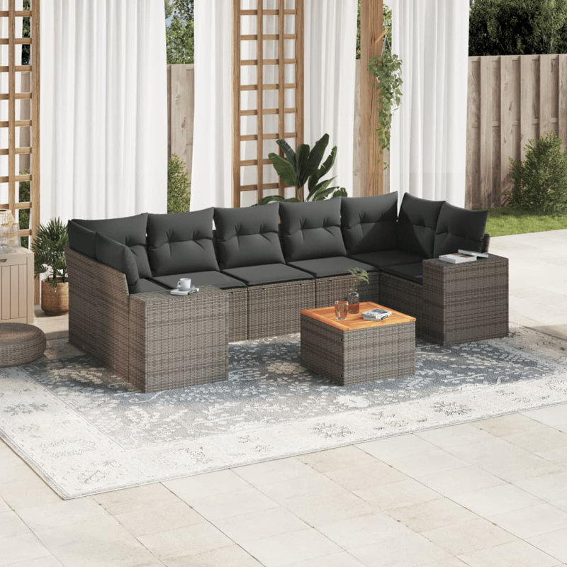  Ensemble de canapé de jardin gris, gris foncé