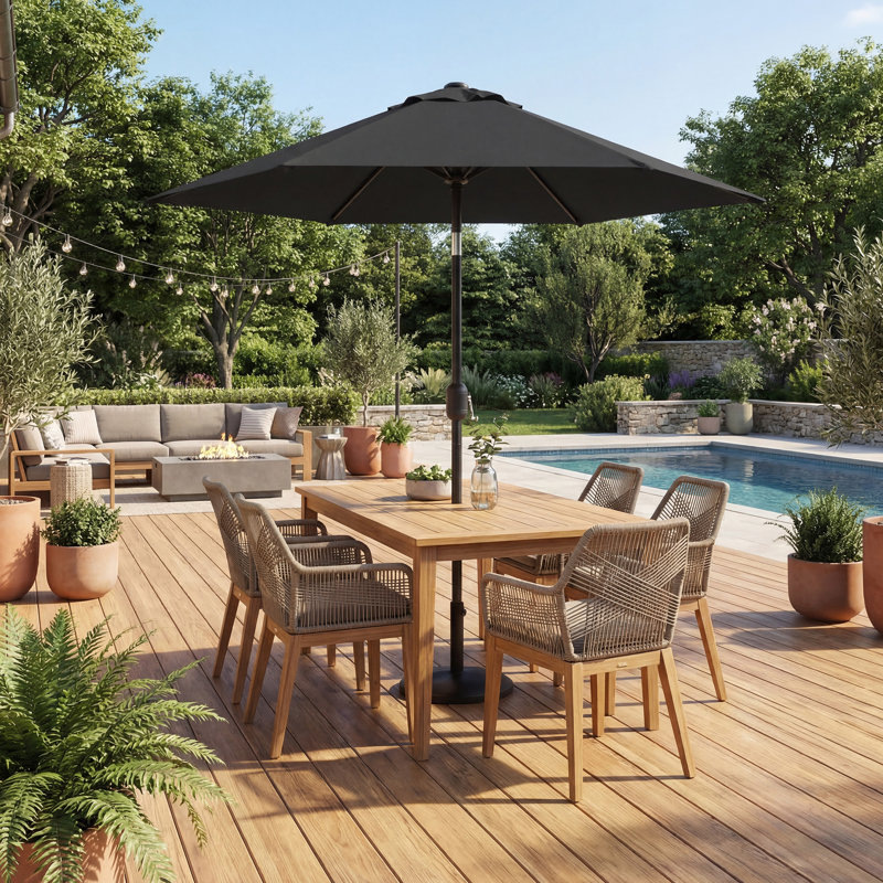 2.1 M Garden Parasol Umbrella, 200cm W x 200cm D, Grey