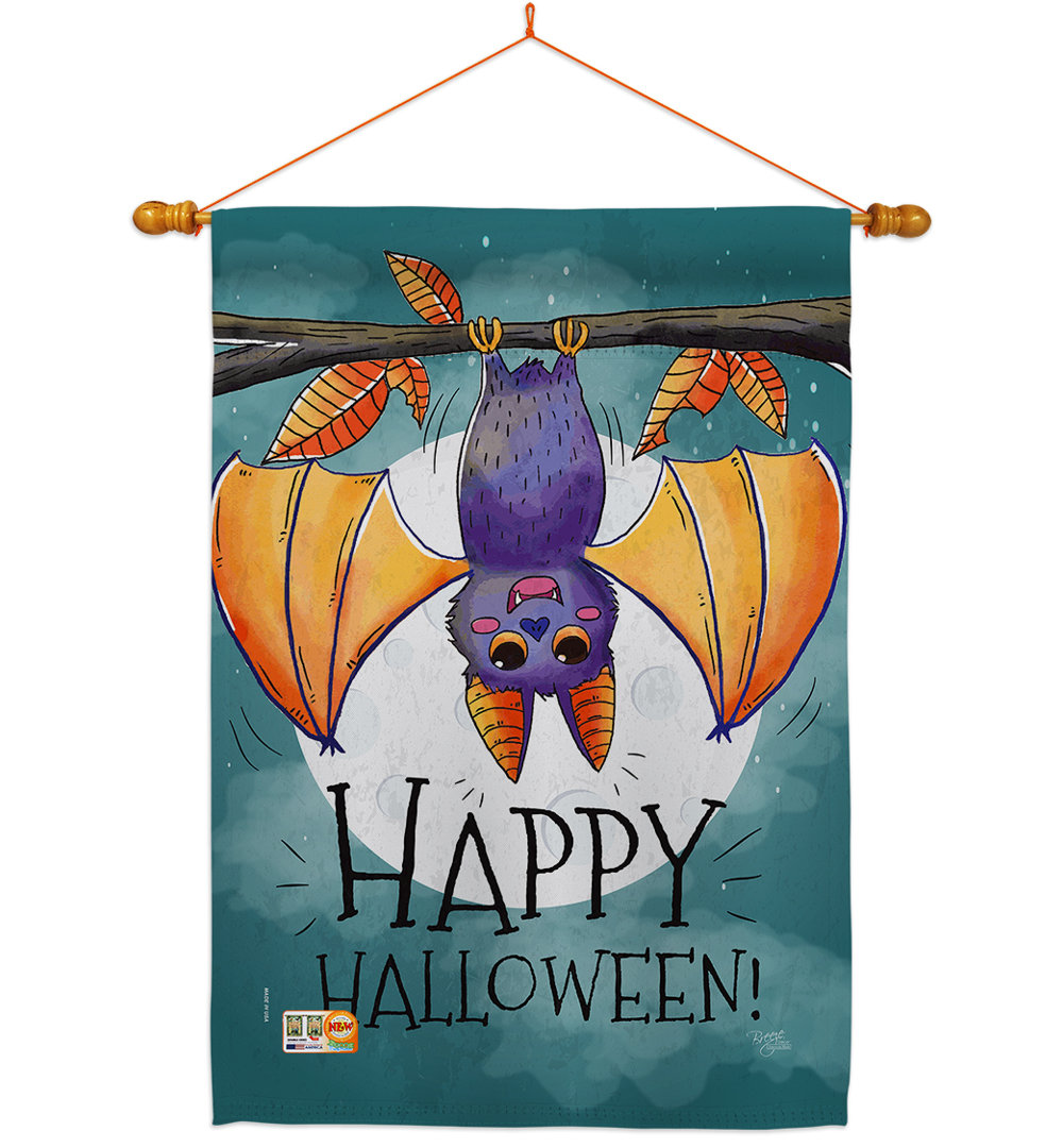 Double Sided 40'' H x 28'' W Polyester Halloween Flag Set Breeze Decor