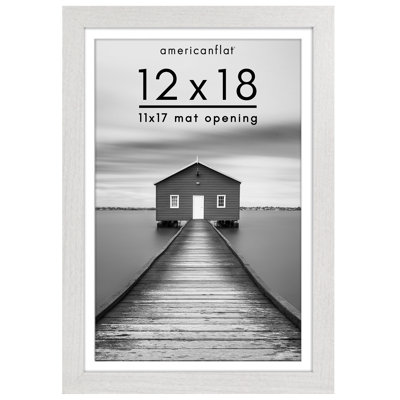 Picture Frame - Americanflat Frame with Mat - Wide Molding - Shatter-Resistant Glass