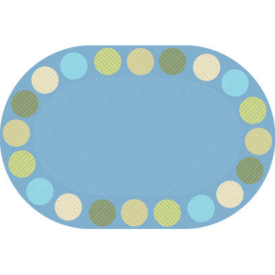 Calming Colors Classroom Seating Oval Geometric Tufted Light Blue/Beige/Green Area Rug