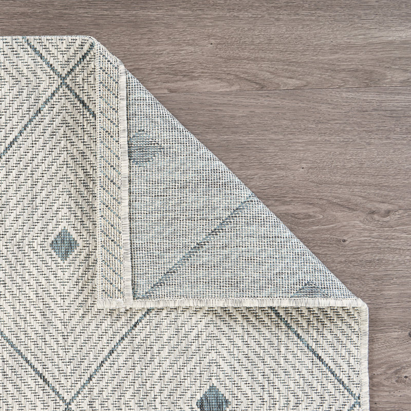 Dannyelle Geometric Zero-Pile Flatweave Indoor/Outdoor Durable Performance Area Rug, Rectangle 1'10" x 3'