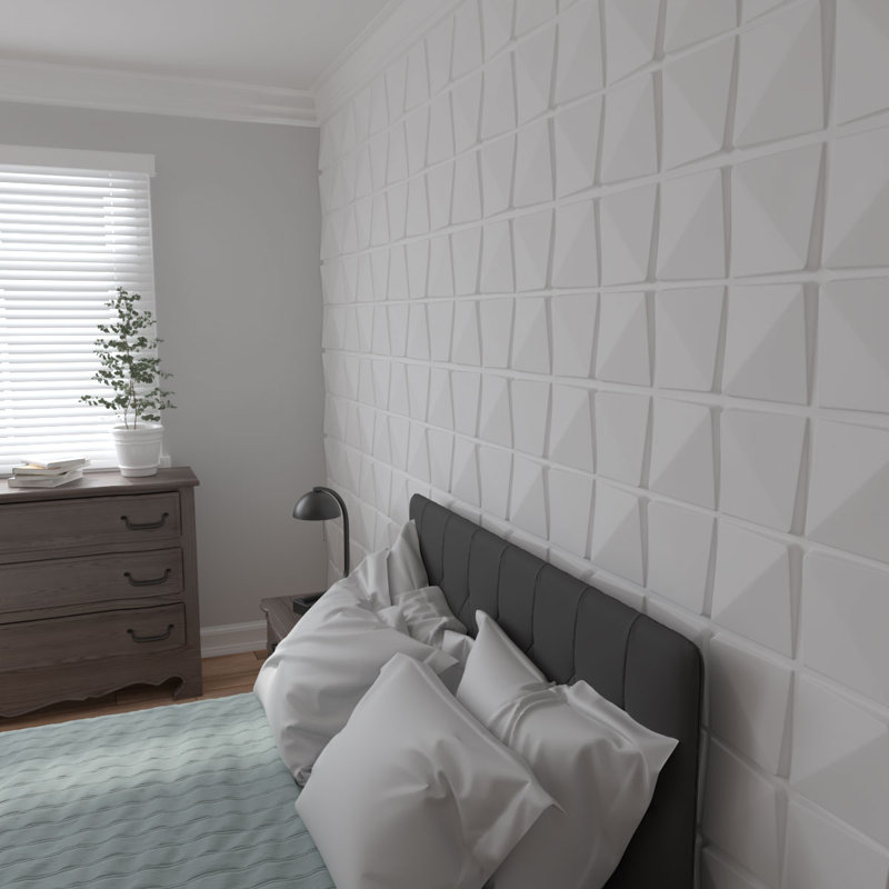 White PVC 3D Decorative Wall Panels 19 5/8" x 19 5/8" (10-Pack)
