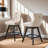  Leisure Style Swivel Velvet Bar Stools with Tufted, Wood Legs and Chrome Trim(Set of 2)-1767057014