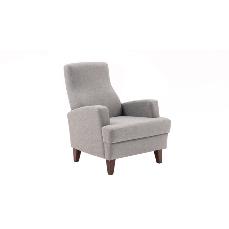 Elegant Wing Chair, Light Grey, 29.9 x 35.8 x 34.3 inches | Solid Wood Frame, 100% Polyester Fabric, Easy Clean | Comfortable Seating with 29 DNS Foam, Stylish Scandinavian Design for Home & Hotel Use