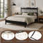 Base de lit en bois de style campagne grand avec tête de lit à broche, lit plateforme robuste avec support de lattes, aucun sommier requis, assemblage facile, noir-133238314-133238316