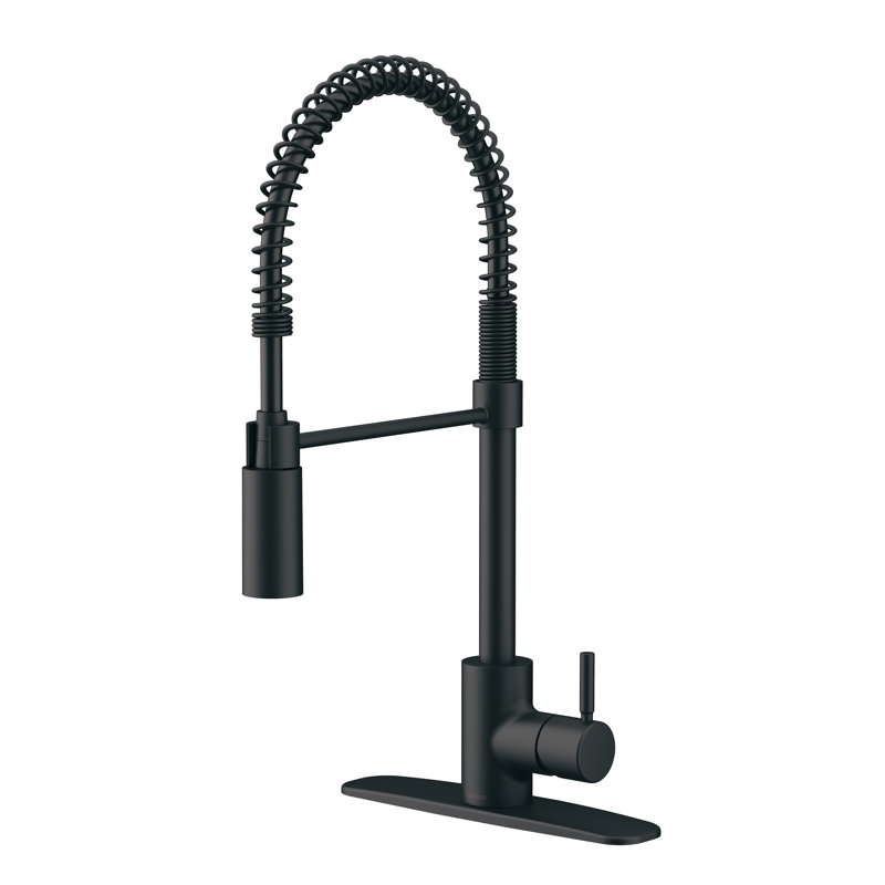 The Foodie Pre-Rinse Single Handle Kitchen Faucet, Satin Black