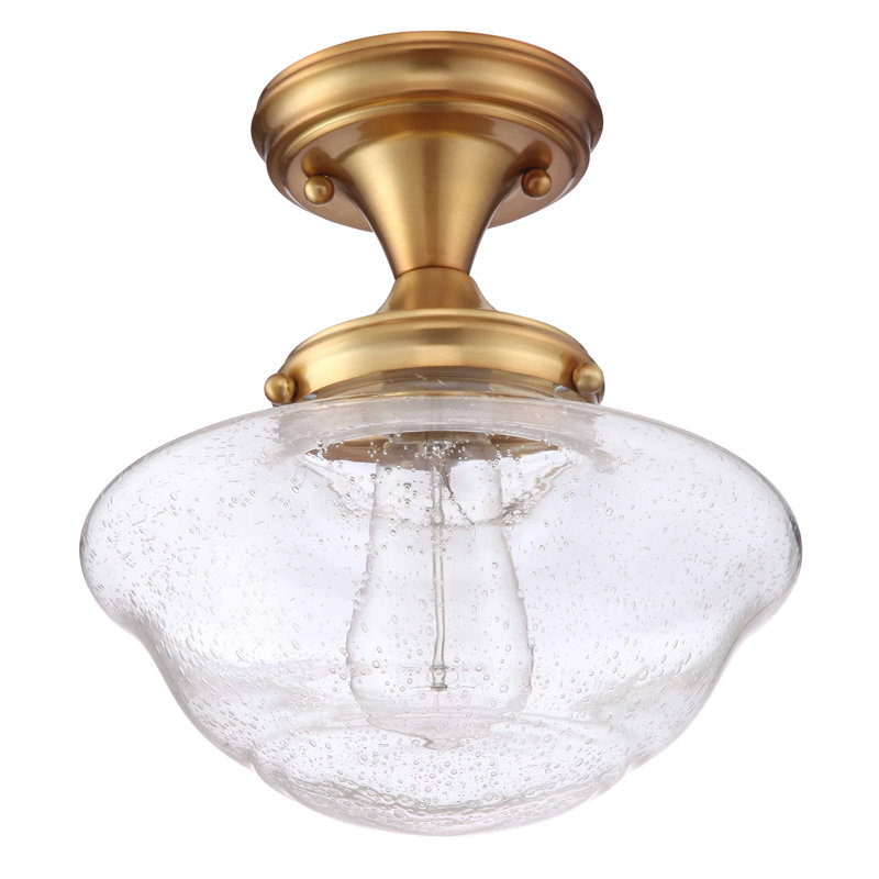 Millsap Glass Semi Flush Mount, Satin Gold