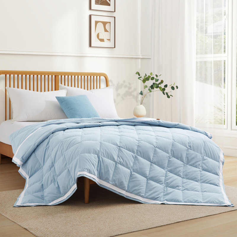 Édredon en duvet léger et rafraîchissant, Grand lit, Bleu