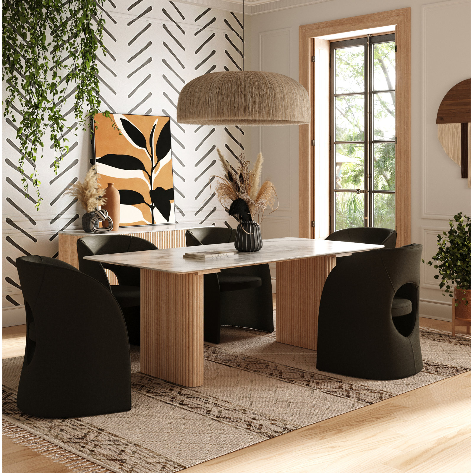 Carmela 79'' Marble Dining Table