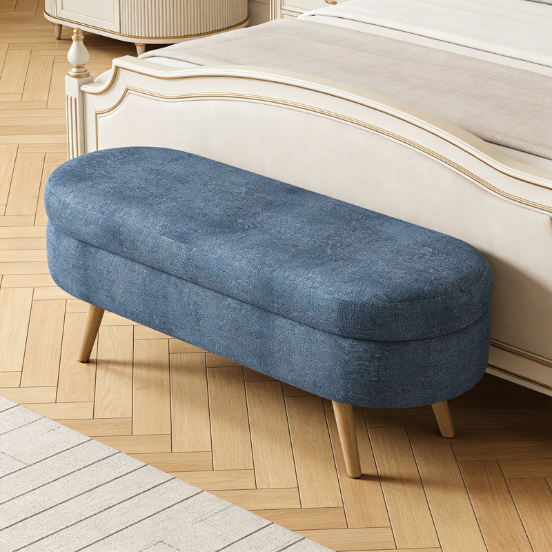 Upholstered Storage Bench, Blue
