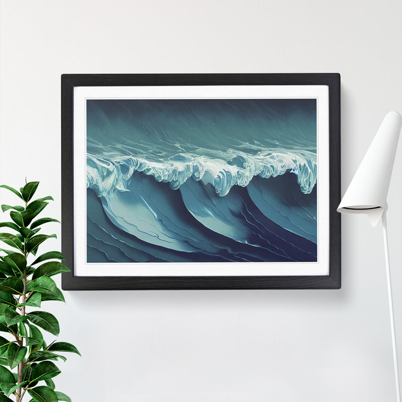 Eye Catching Ocean Wave 1 Piece Single Picture Frame Painting, 34cm H x 46cm W x 2cm D, Black