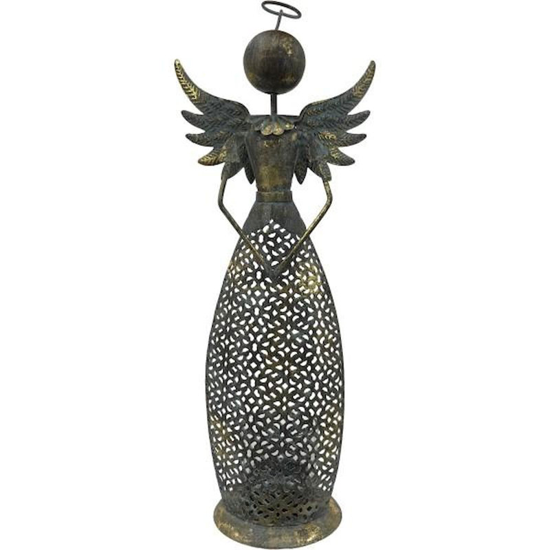 Porte-bougie ange en métal Bronzed Look