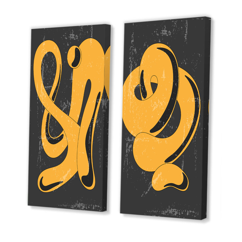 «Liquide Wandering in Yellow I», ensemble de 2 impressions, Toile tendue, H 20 po x l 24 po x P 1 po