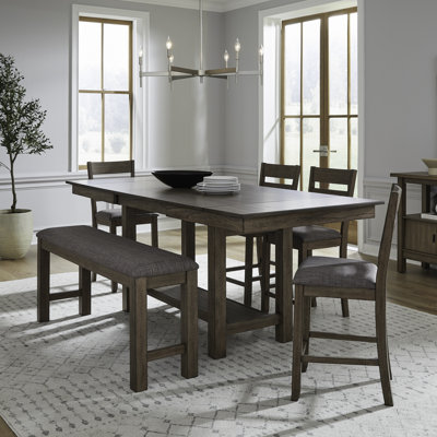 Ensemble de salle à manger pour 6 personnes avec banc et chaises rembourrées Luz