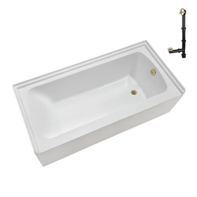 Streamline 60 in. x 30 in. Acrylic Right-Hand Drain Alcove Bathtub in Glossy White With External Drain