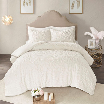 Style Cotton Chenille Medallion Duvet Cover , Full, In A Delicate Tone Alluring For Bedroom